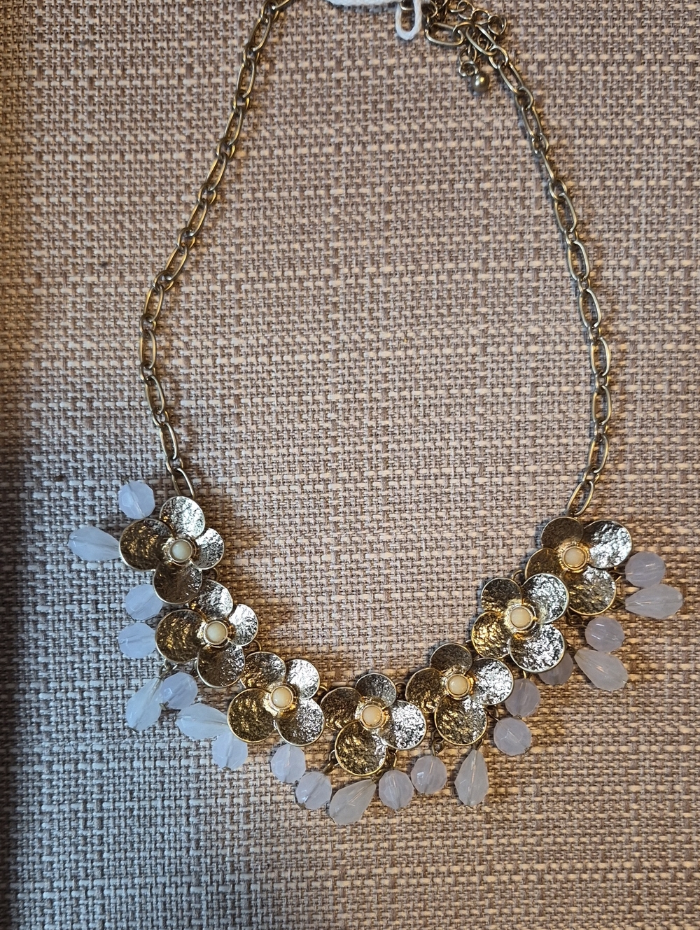 Park Lane Gold Floral Necklace with White Accents